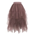 thumbnail image 2 of Womens Skirt Plus Size Solid Color High-Waist Tiered Tulle Skirt Tutu Skirt Mesh Yarn Skirt Spring Summer Casual Skirt Brown XL, 2 of 3