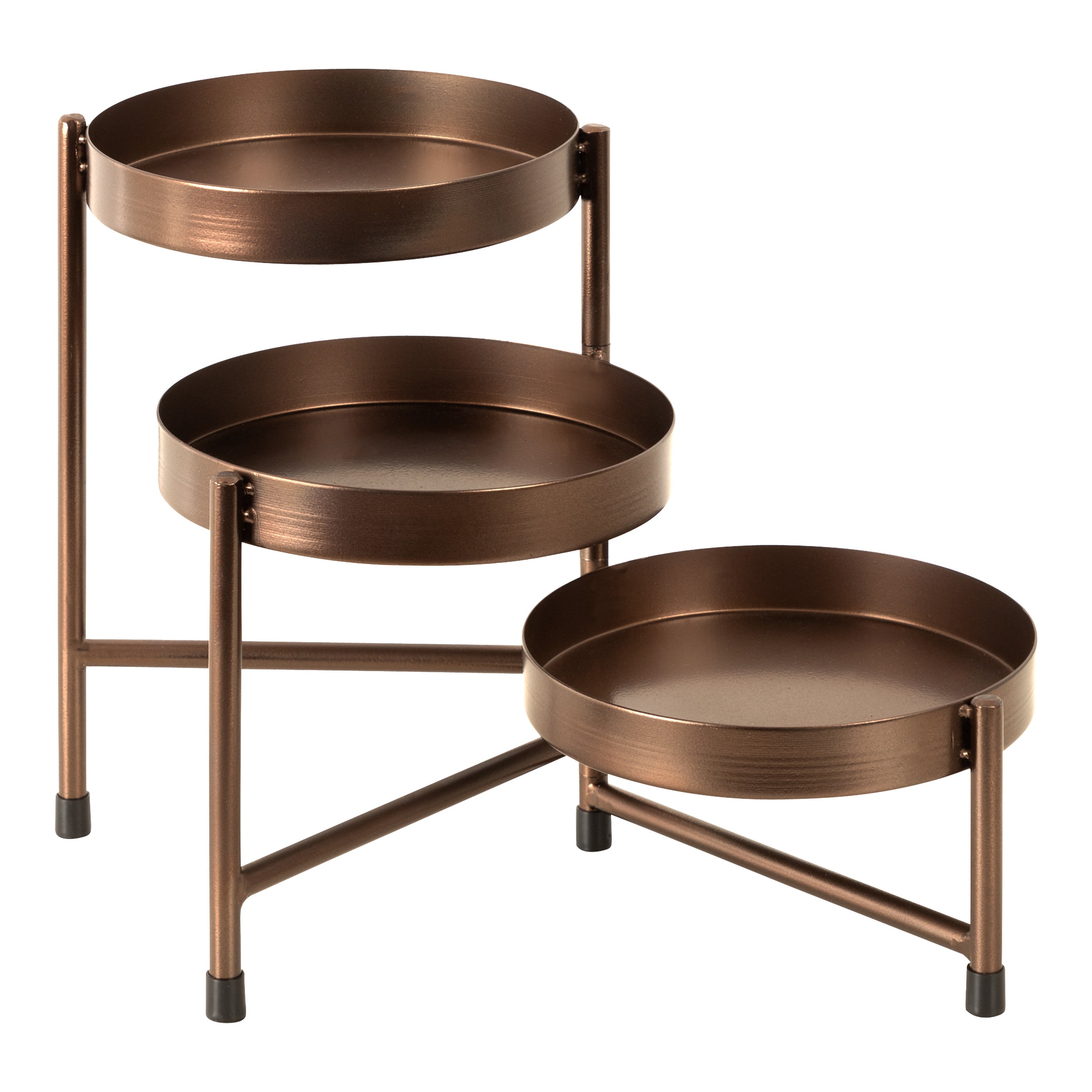 Kate and Laurel Finn 3-Tiered Plant Stand, 7.25 x 7.25 x 10, Bronze, Decorative Layered Tabletop Plant Stand for Display and Storage