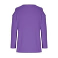 thumbnail image 5 of CFLVAEK Cold Shoulder Tops for Women Loose Fitted 3/4 Sleeve Shirts Basic Solid Color Crewneck Blouses, 5 of 6