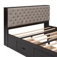 thumbnail image 5 of Queen Size Platform Bed with 4 Storage Drawers, Modern Upholstered Platform Bed with Shoe Rack, Button Tufted Bed Frame with Wood Slat Support Slats, No Box Spring Needed (Espresso, Queen), 5 of 9