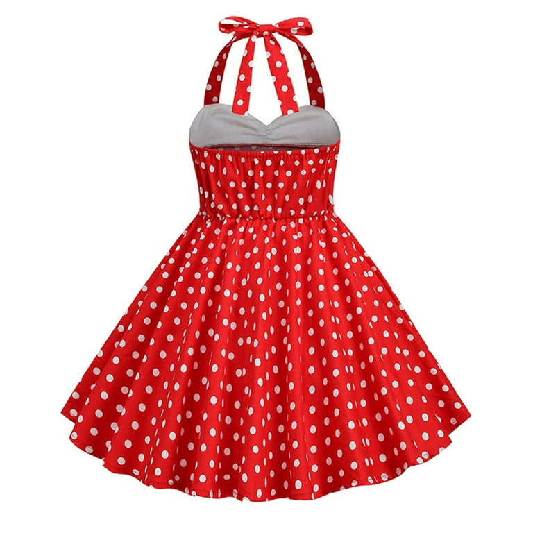 LIJCC Girls Halter Pinup Dresses Kids A line Party Polka Dot Audrey Hepburn  Style Cocktail Dress Pin up Dress Rockabilly Swing Dress Retro Dress 1950s  Vintage Dress - Walmart.com