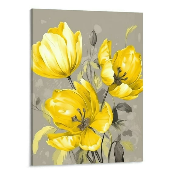 Shiartex Print On Canvas Yellow Flowers Canvas Wall Art Picture 16x20in for Living Room Bedroom 16x20in