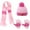 Pink, variant on Sinhoon Winter Kids Hat Scarf and Gloves 3Pcs Set for Boys and Girls Toddler Age 3-6, Striped Pom Beanie Glove Neck Warmer