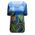 thumbnail image 4 of SMihono Hauts pour Femmes Été Décontracté Mode Féminine T-shirt Imprimé Manches Courtes Blouse Col Rond Hauts Décontractés T-shirt Oversize pour Femmes 2023, 4 of 4