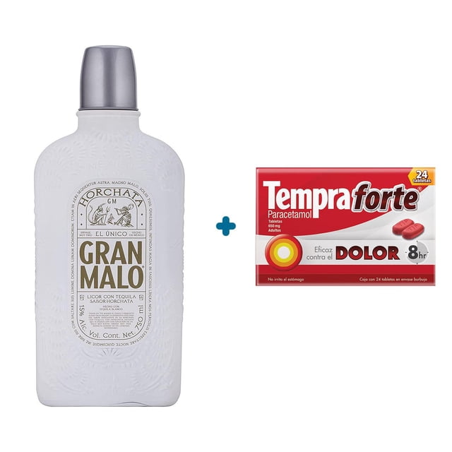 Gran Malo Horchata 750ml + 24 tabletas Tempra Forte 650mg Dprisa Pack