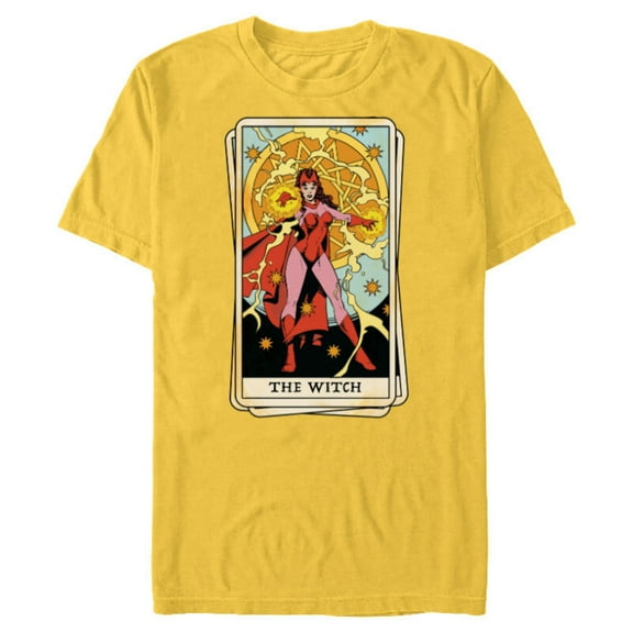 Marvel Tarot Scarlet Witch as the Witch Card - Short Sleeve Blended T-Shirt for Adults - Customized-Yellow
