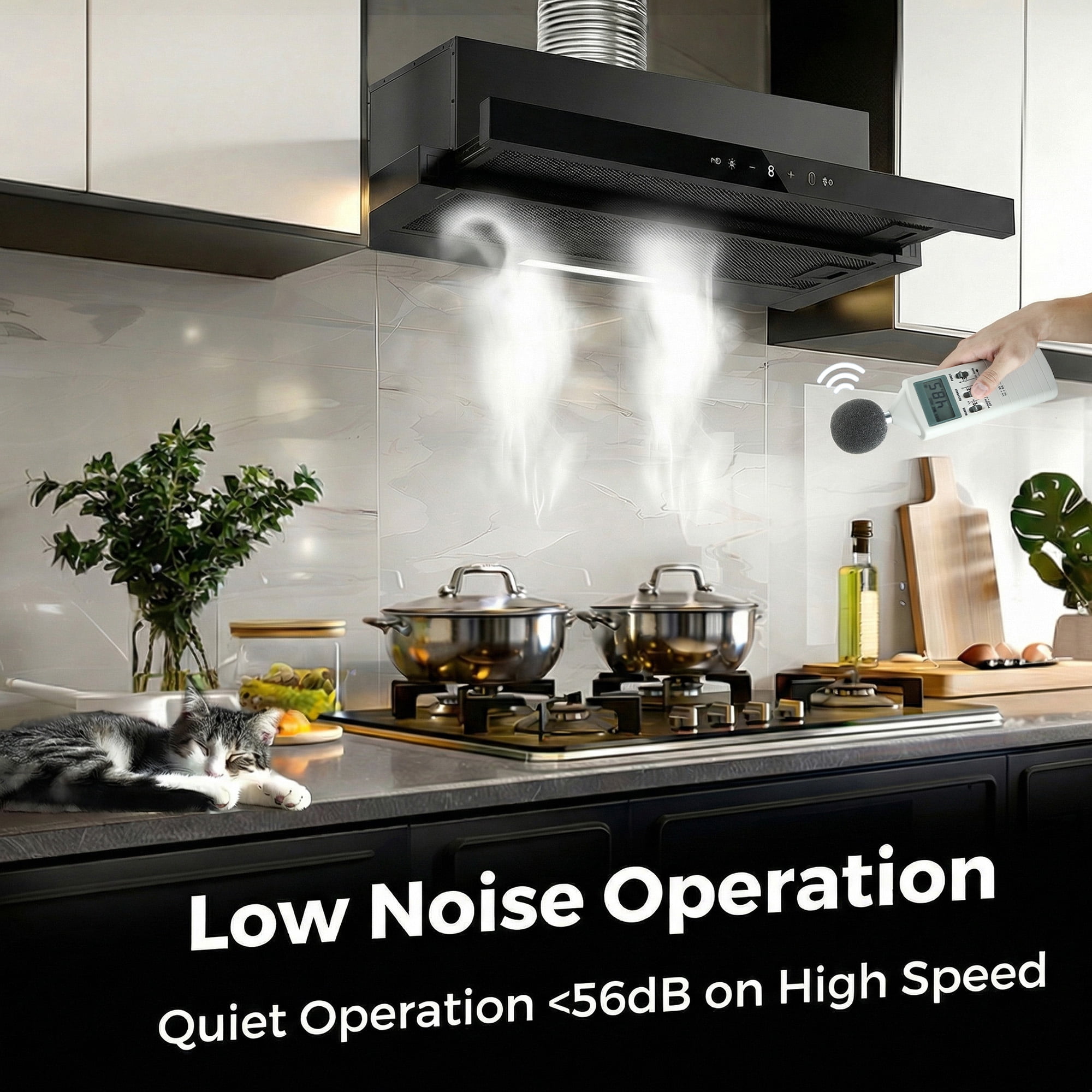 Advwin 30 Inch Range Hood Under Cabinet, 750 CFM Kitchen Vent Hood, Gesture & Touch Control, Black