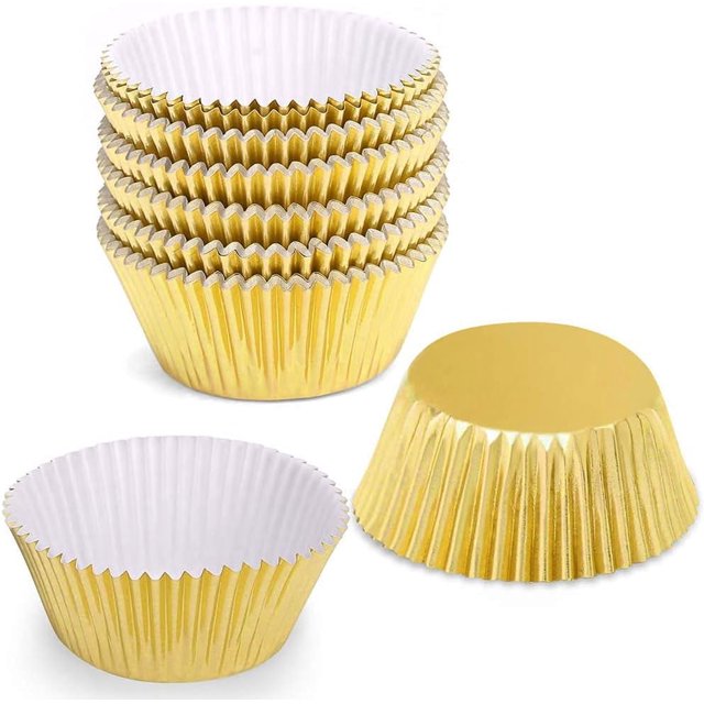 HLONK Gold Foil Muffin Cupcake Liners/Baking Cups Size 100-Count