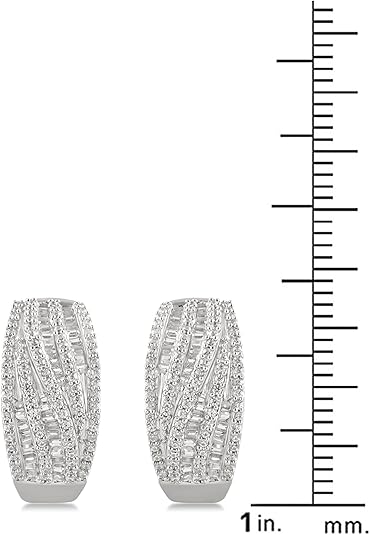 Beyond Brilliance 925 Sterling Silver 1 Ct Round Cut Diamond Cluster Twist Hoop Earrings for Women