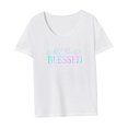 thumbnail image 4 of Camiseta para mujer de verano con cuello redondo y cuello redondo para deportes, compras, desplazamientos XL, 4 of 7