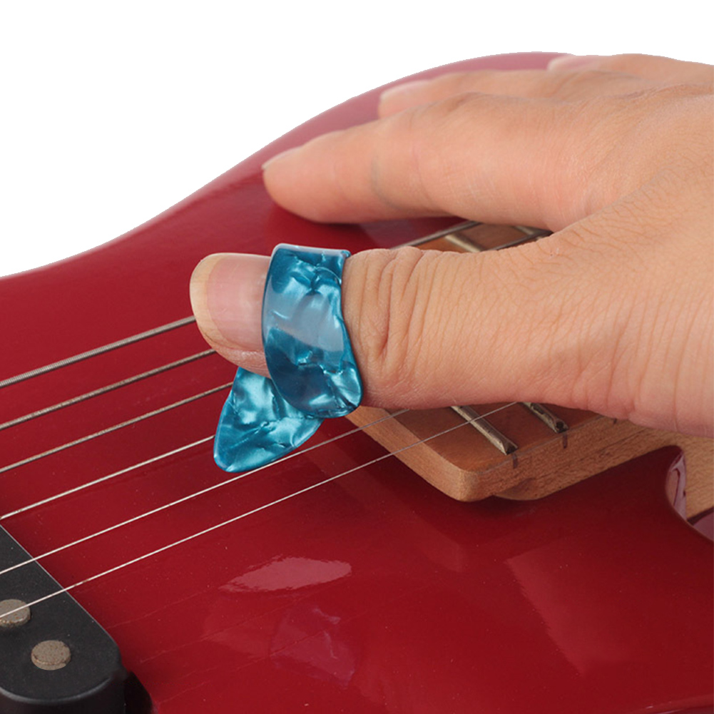 Púas Para Pulgar De Guitarra - Pack De 4 Unidades De Celuloide, Grosor 1.5 Mm, Tamaño 32x15 Mm, Colores Variados