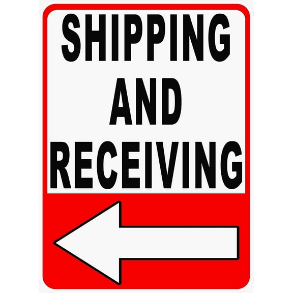 Shipping and Receiving Sign. Left Arrow. 8x12 Metal Warehouse Ship Receive Loading Dock