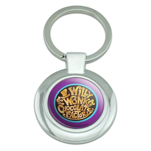 Willy Wonka and the Chocolate Factory Logo Keychain Classy Round Chrome Plated Metal