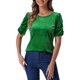 thumbnail image 1 of Blusa de fiesta de mujer INSPIRE CHIC de terciopelo con cuello redondo y mangas cortas abullonadas en verde M, 1 of 1