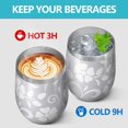 thumbnail image 4 of Floral 12oz Stainless Steel Insulated Wine Tumbler with Lid and Straw – Double Wall Vacuum Mug for Hot & Cold Drinks, 304 Steel Interior, Sweat-Free Design,Thanksgiving,Christmas, Spring,Flower, 4 of 5