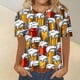 thumbnail image 1 of Fiudx Ofertas y Liquidaciones Camiseta de Manga Corta con Cuello Redondo y Estampado Informal de Oktoberfest para Mujer, Top de Manga Corta con Cuello Redondo, 1 of 5