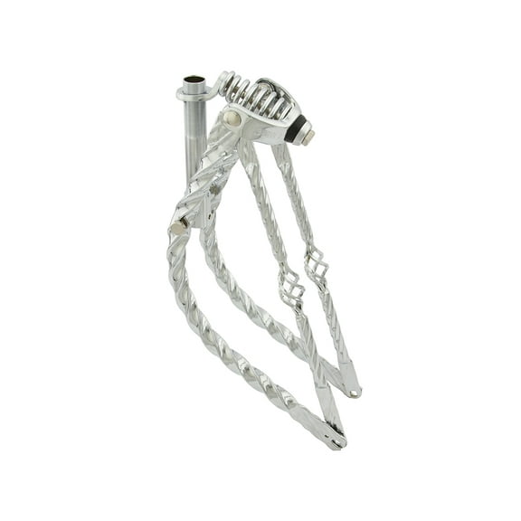 20 Bent Cage Square Twisted Spring Fork 1 Inch Chrome.