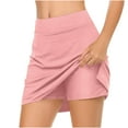 thumbnail image 2 of Feancey Skorts for Women Tummy Control Athletic Golf Skirt Summer Trendy Side Slit Tennis Skirts Solid Casual High Waisted Yoga Shorts Pink M, 2 of 6