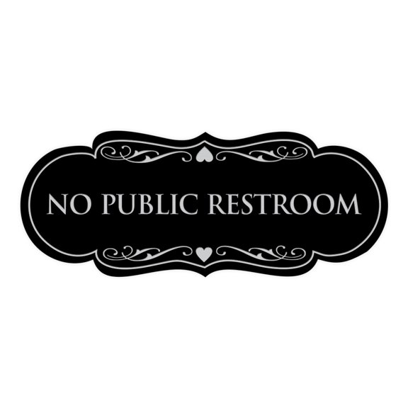 Designer No Public Restroom Sign(Black / Silver) - Small