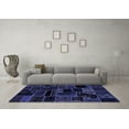 thumbnail image 3 of Ahgly Company Machine Washable Indoor Square Patchwork Blue Transitional Area Rugs, 3' Square, 3 of 4