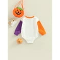 thumbnail image 4 of hirigin Halloween Infant Contrast Color Romper, Baby Girls Boys Spider Web Letter Round Collar Long Sleeve Triangle Bottom Jumpsuit, 4 of 8