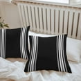 thumbnail image 4 of White Stripes Outdoor Pillow Covers Set of 2 Geometric Black Background Waterproof Throw Pillow Case Decorative Square Cushion Cover for Patio Couch Garden Balcony, 26"x26", 4 of 9
