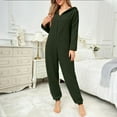 thumbnail image 2 of Matching Christmas Pajamas Home Wear Hoodid Pajamas Long Sleeve Zip Up Union Suits Fleece Festival Party Sleepwear Olive Green(Mom) XL, 2 of 7