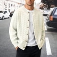 thumbnail image 2 of Mens Knitted Sweater Tops Hooded/Hoodless Sweater Cardigan Fall Winter Jumpers for Men W006-White Size L, 2 of 4