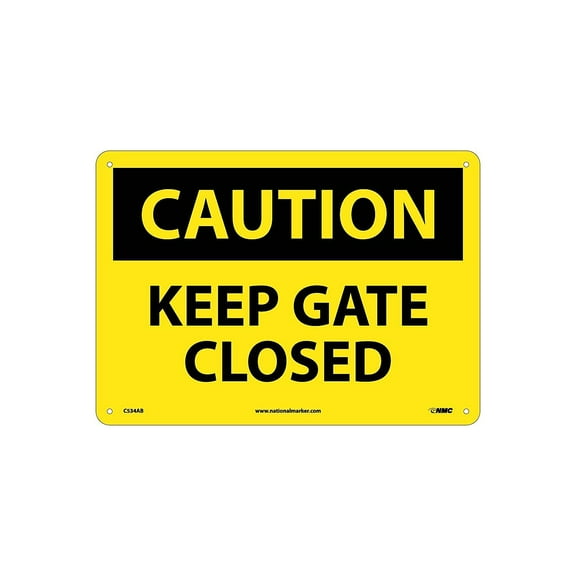 National Marker Caution Signs; Keep Gate Closed 10X14 .040 Aluminum C534AB