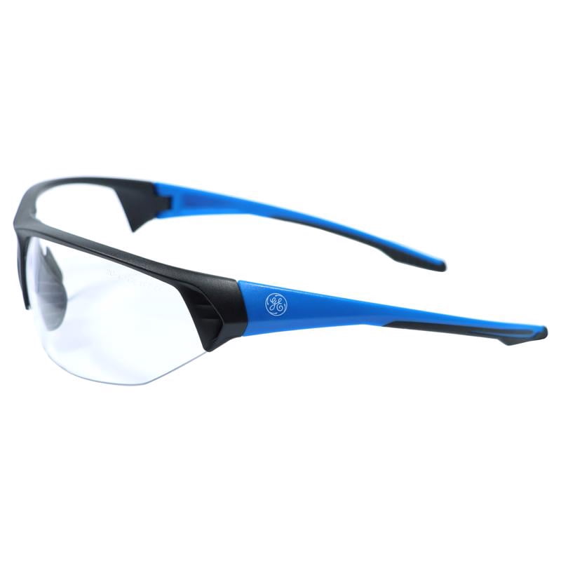 General Electric 2022430 06 Series Anti-Fog Impact-Resistant Safety Glasses Clear Lens Frame, Black & Blue
