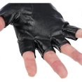 thumbnail image 2 of Men PU Leather Punk Half Finger Hollow Out Gloves, 2 of 3