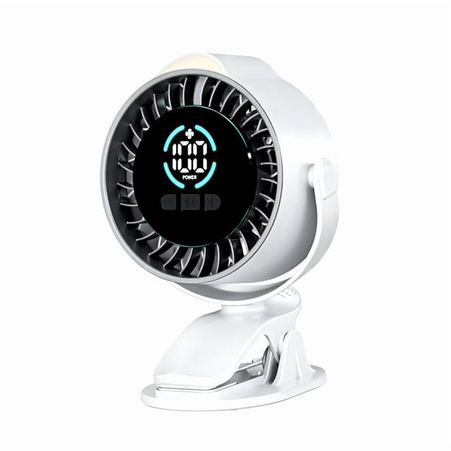 Oefntac Clip on Rechargeable Fan with LED Night Light 100 Speed Portable Adjustable Strong Wind Mini Fan for Bed Desk Outdoor
