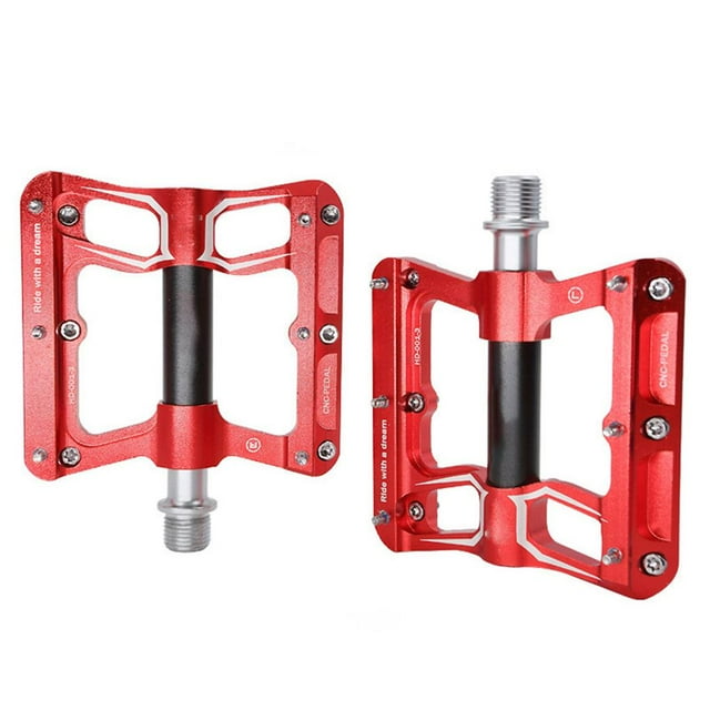 Shengyu 1 Paire de Pédales en Alliage d'Aluminium VTT Plate-Forme Ultralégère Pédales de Vélo de Route avec 3 Roulements Étanches 9/16 Pouces Fil Rouge