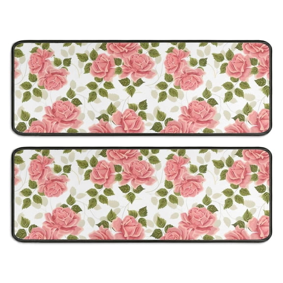 Kitchen Rugs Sets Of 2,Pioneer Flower Floral Print Pattern Anti Fatigue Kitchen Mat Rugs Non Slip Washable,Decorative Kitchen Floor Mats for Kitchen,Sink,Laundry,17"x47" 17"x47"