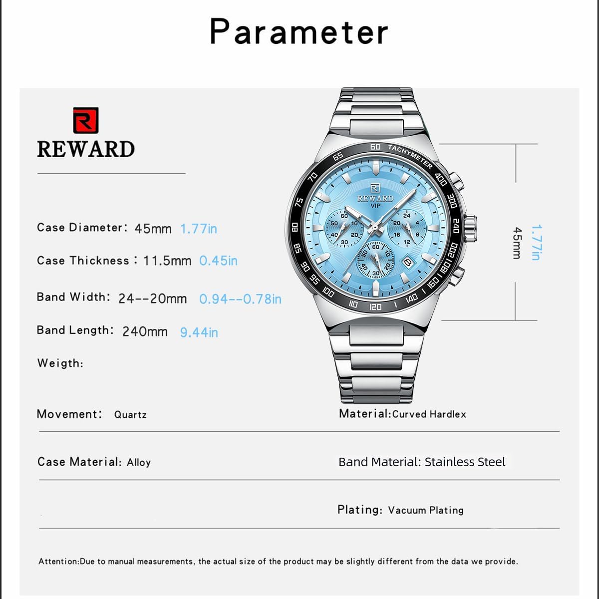 2025 New Design REWARD VIP Business Watches for Men Stainless Quartz Wristwatches Chronograph Luminous Sport Wrist Watch