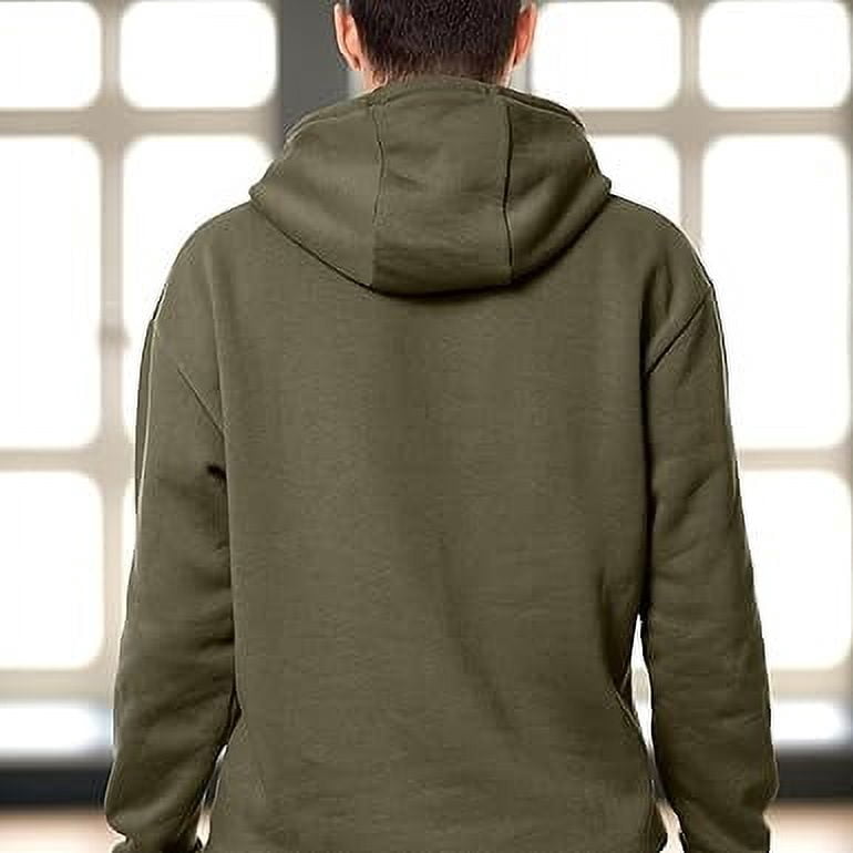 Elegant Comfort Men's Fleece Hoodies, Moisture Wicking & Breathable, Pullover Hooded Sweatshirt, Large, Olive Green