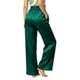 thumbnail image 5 of SAWOBUUN Womens Satin Wide Leg Pants Elastic Waist Palazzo Trousers Casual Soft Breathable Pajama Pants, 5 of 9