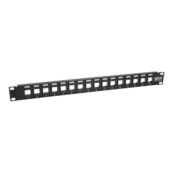 Tripp Lite 16-Port 1U Rack-Mount Unshielded Blank Keystone/Multimedia Patch Panel, RJ45 Ethernet, USB, HDMI, Cat5e/6 (N062-016-KJ)