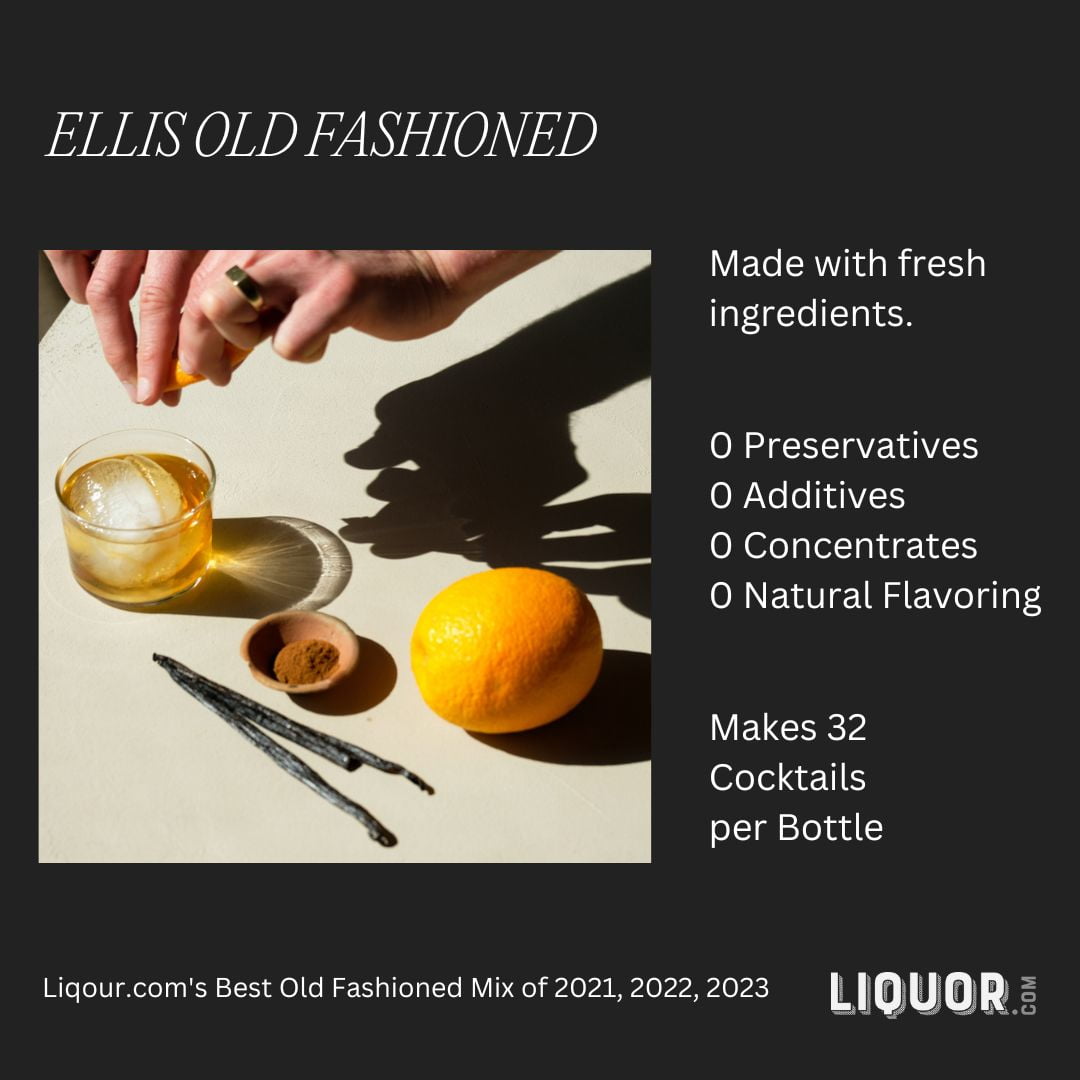 WithCo Ellis Old Fashioned Cocktail Mixer, Simple Ingredients, Non-Alcoholic, 16-ounce Bottle