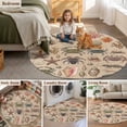 thumbnail image 6 of Crabs Round Living Room Rugs 4 ft, Retro Sea Star Crab Shell Coral Linen Texture Washable Area Rug with Non-Slip Sturdy Edge Binding Round Carpet for Entryway Kitchen Bedroom Bathroom, 6 of 9