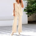 thumbnail image 4 of Riforla Women's 2 Piece Outfits Sleeveless Suit Vest and Wide Leg Pants Business Casual Sets Two Piece Sets for Women White XL, 4 of 9