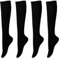 thumbnail image 6 of Knee High Socks for Women – 4 Pairs Solid & Striped Color Cotton Long Socks, Size 6-10, 6 of 13