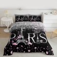 thumbnail image 2 of Homewish Teens Eiffel Tower Bedding Comforter Set, Romantic French Paris Twin Comforter Sets, Grey Diamond Sequin Print Reversible Bedding Set, Luxury Bedroom Decor, 2 Pieces, 2 of 8