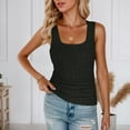 thumbnail image 2 of QHFBli Women's Square Neck Ribbed Ruched Tank Tops Summer Casual Sleeveless Slim Fit Ribbed Knit Tops, 2 of 5