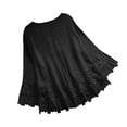 thumbnail image 4 of FAVIPT Women's 3/4 Sleeve Linen Shirts Lace Embroidery Gauze Tunic Tees V Neck Bandage Linen Patchwork Blouses Casual Boho Peasant Tops Summer 2025 Black,M, 4 of 8