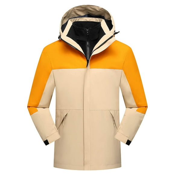 Manteau de Randonnée Unisexe avec Capuche en Polaire, Manches Longues et Fermeture Éclair Patchwork pour Activités Extérieures, Usage Quotidien Décontracté, Vêtement d'Hiver