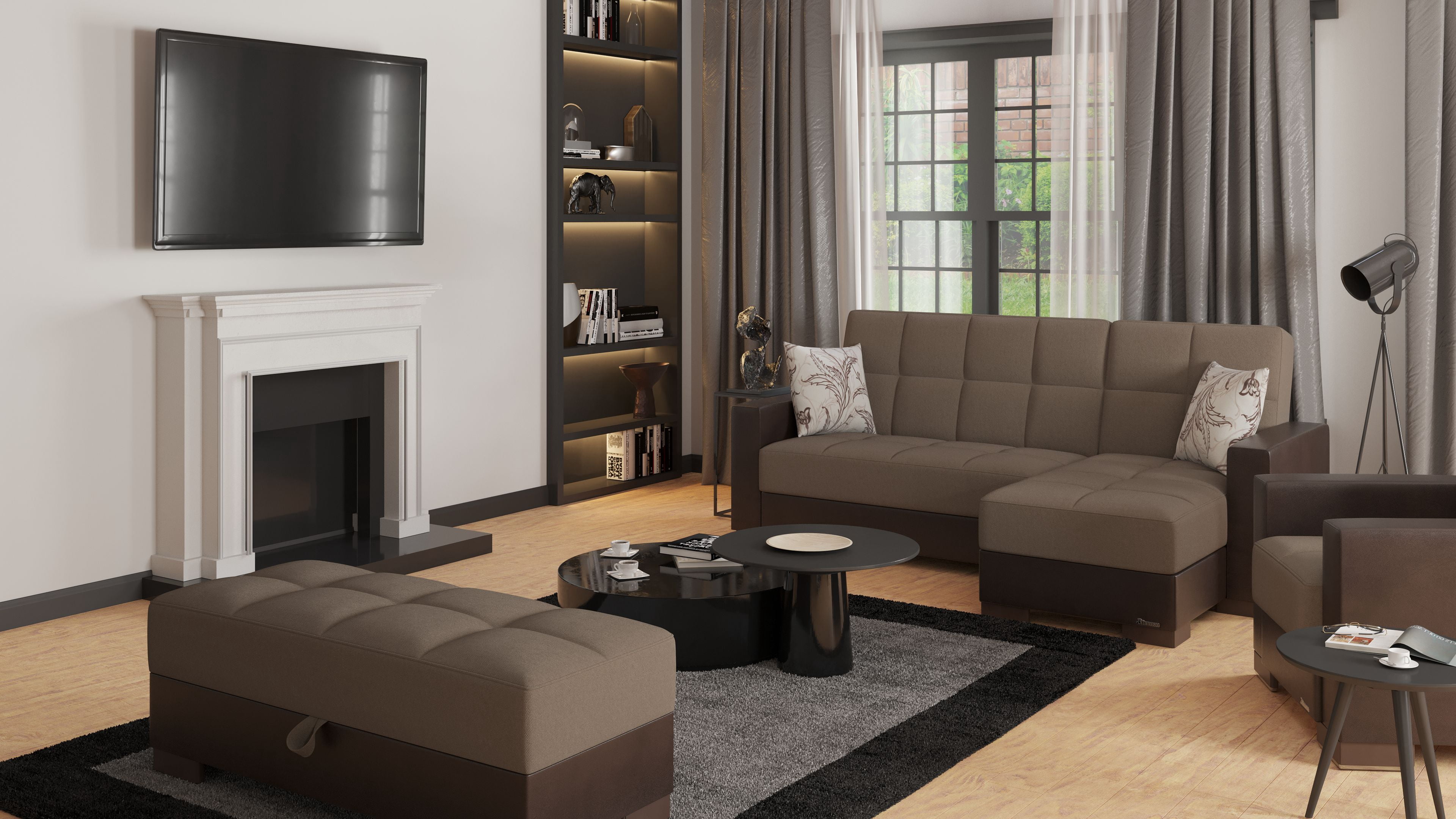 Ottomanson Origins Rectangular Upholstered Lift Top Ottoman, Beige/Brown