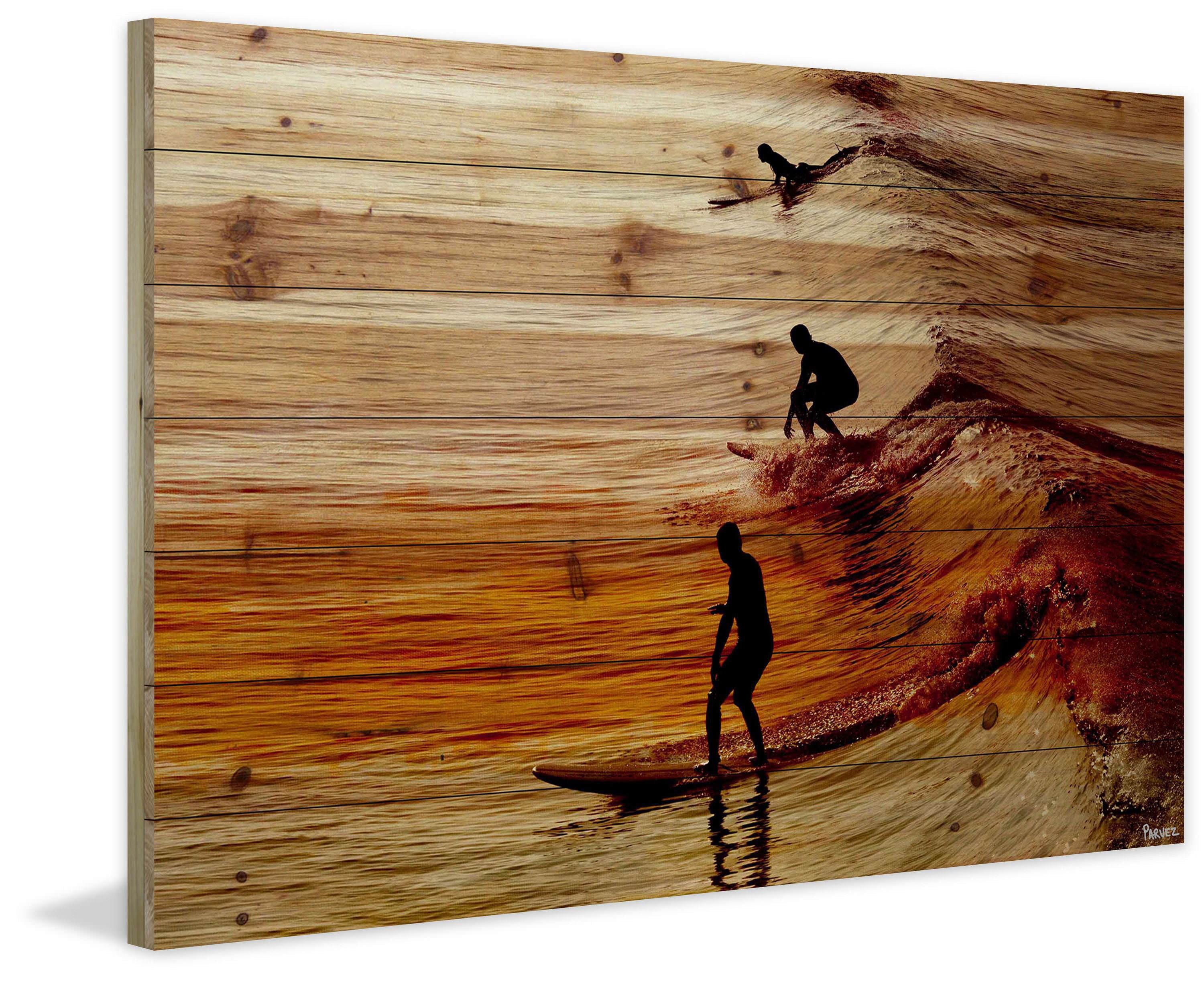 Parvez Taj Surfing the Wave Pinewood Wall Art