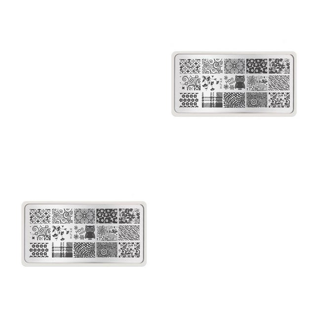 Wisewang Nail Art Stamp Stencil Plate Tool Stamper Design Stamping Template DIY Nail Art 14 2Set
