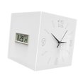 thumbnail image 4 of Reloj de pared de esquina con termómetro, reloj decorativo cuadrado con mes, fecha y Blanco puro, 4 of 9